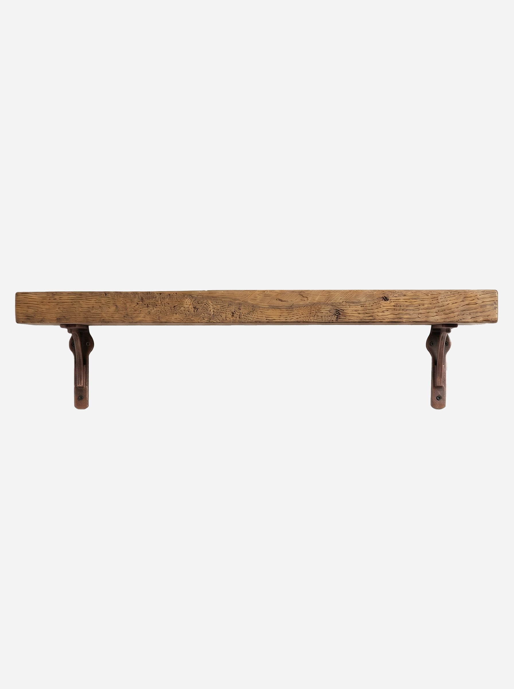 Birtley Copper Solid Wood Shelf & Brackets - 8x2 Oak Shelf (19x4cm) - Bracketed Shelves