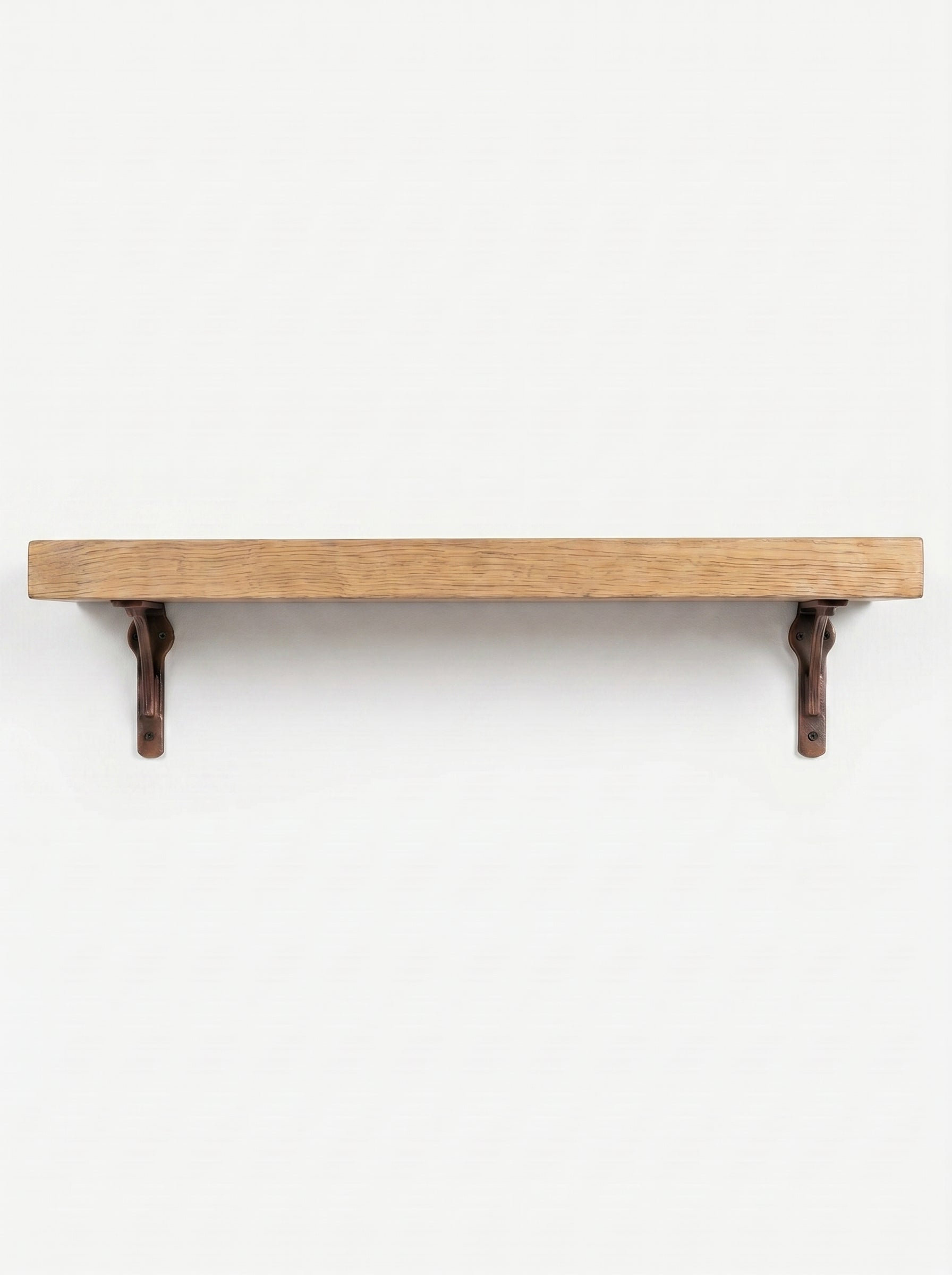 Birtley Copper Solid Wood Shelf & Brackets - 8x2 Oak Shelf (19x4cm) - Bracketed Shelves