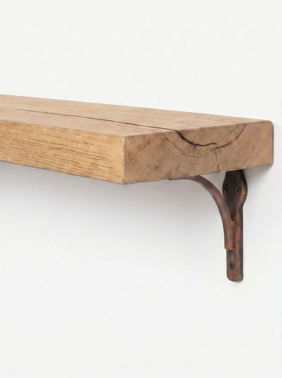 Birtley Copper Solid Wood Shelf & Brackets - 8x2 Oak Shelf (19x4cm) - Bracketed Shelves