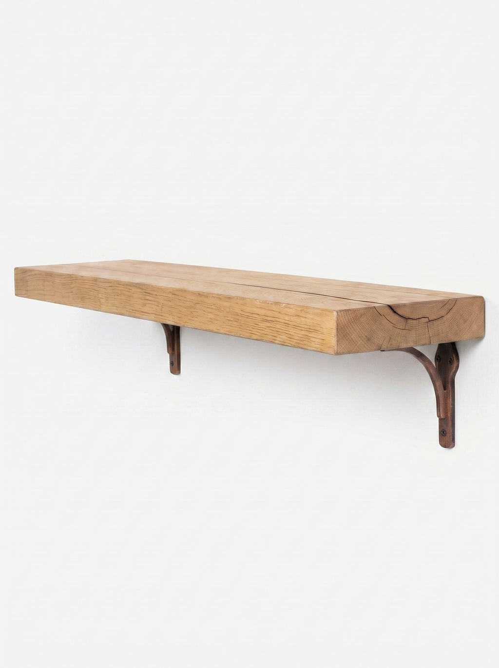 Birtley Solid Wood Shelf & Brackets 8x2 Oak Shelf