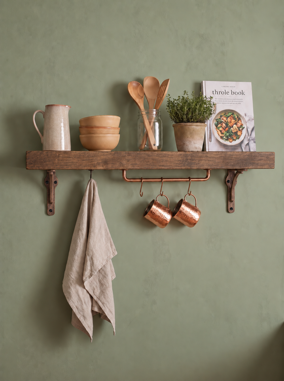 Birtley Copper Solid Wood Shelf & Brackets - 8x2 Oak Shelf (19x4cm)