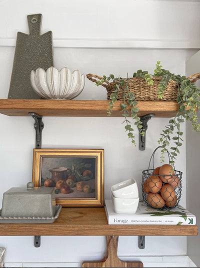 Birtley Iron Rustic Wooden Shelf with Brackets - 22cm x 3.5cm