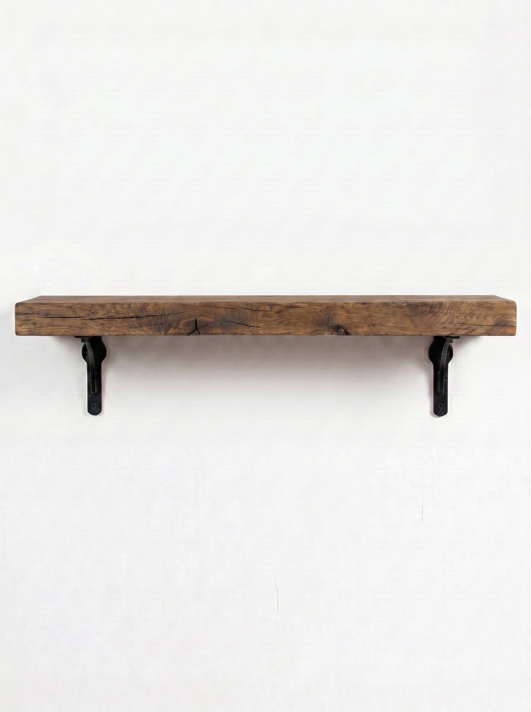 Oak Shelf With Cast Iron Brackets | 19 x 4cm | Birtley Bracket Shelf
