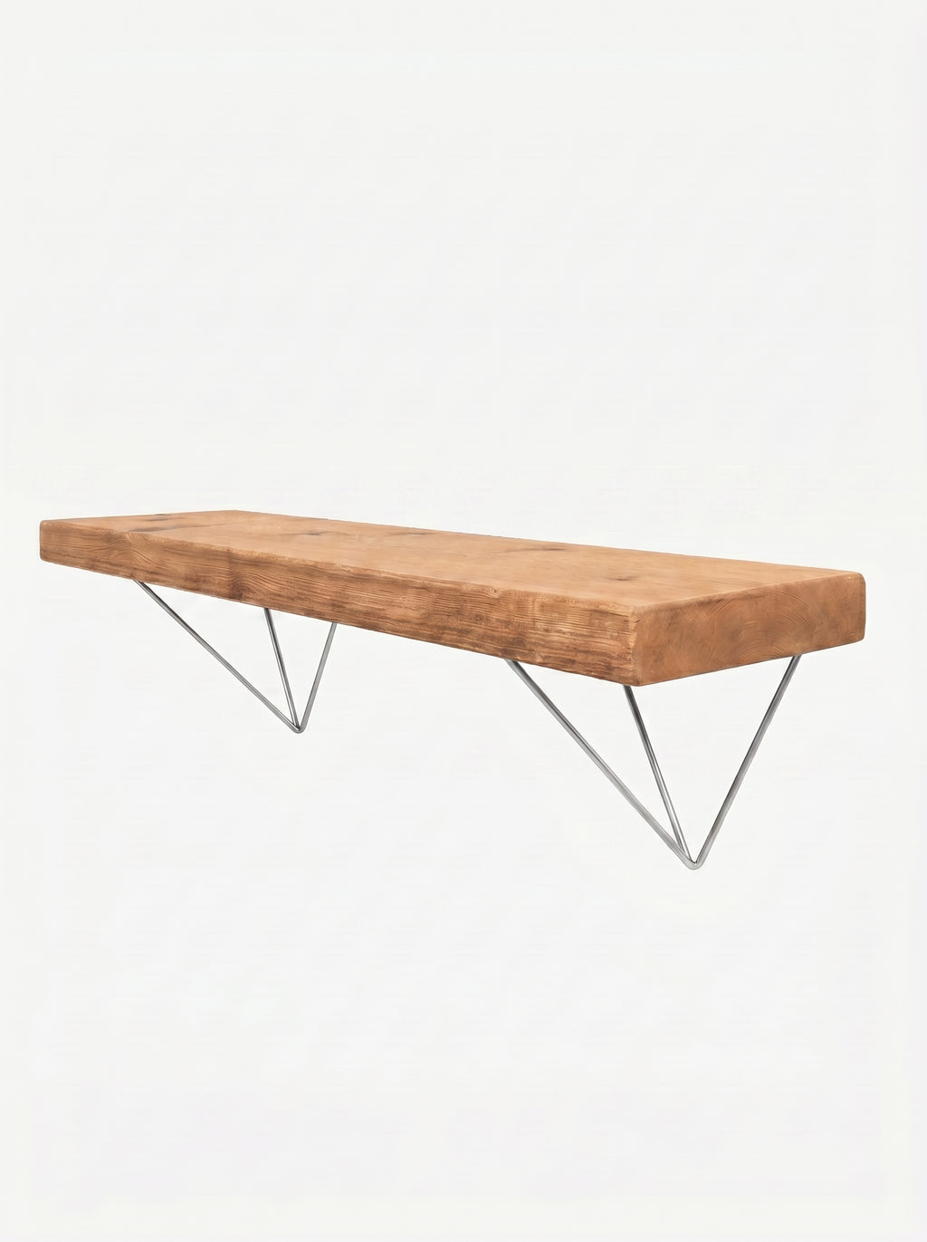 Bowes Rustic Wooden Shelf Raw Steel Brackets 22cm x 4.5cm