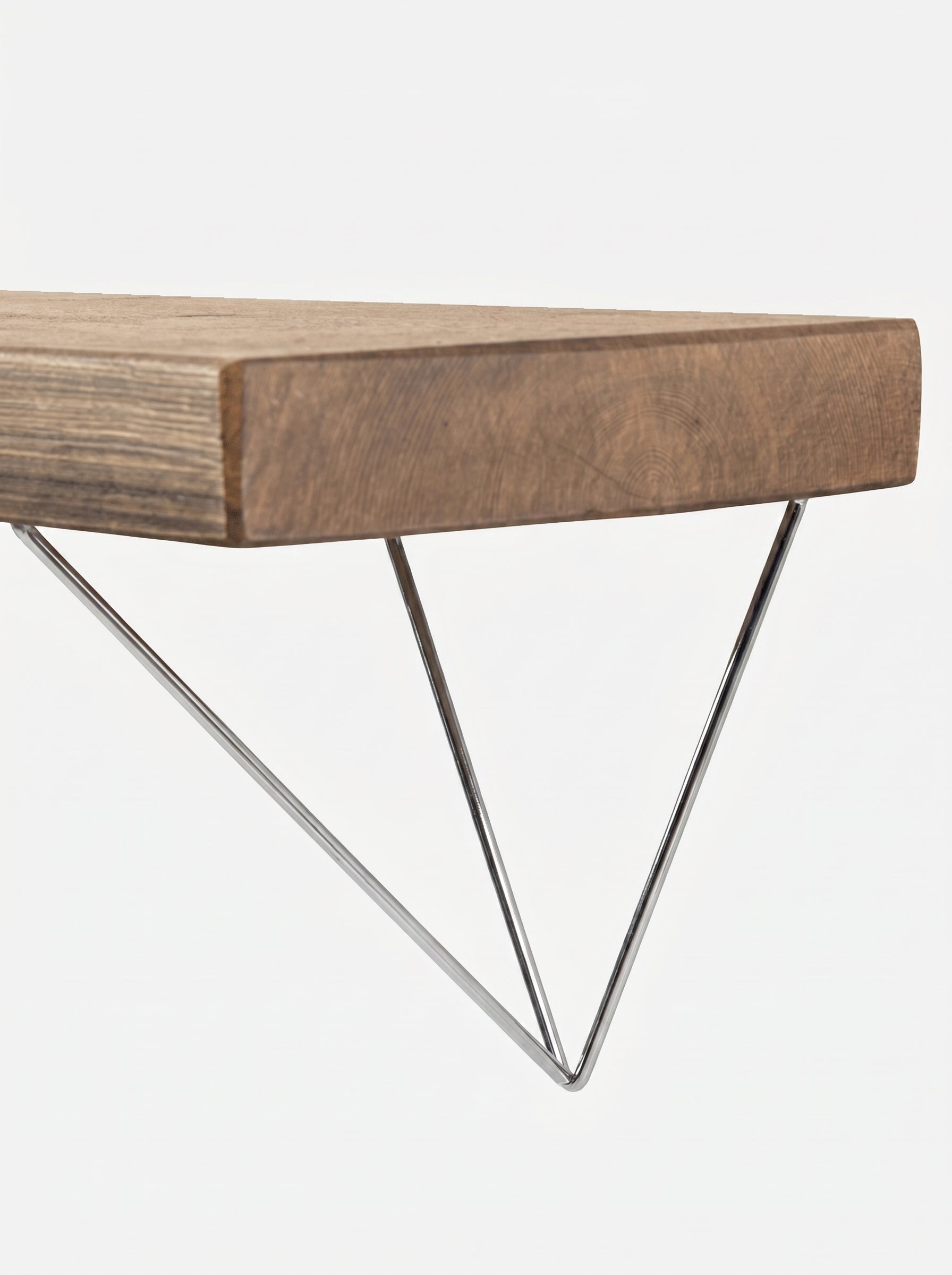 Bowes Rustic Wooden Shelf with Raw Steel Brackets - 22cm x 4.5cm - Bracketed Shelves