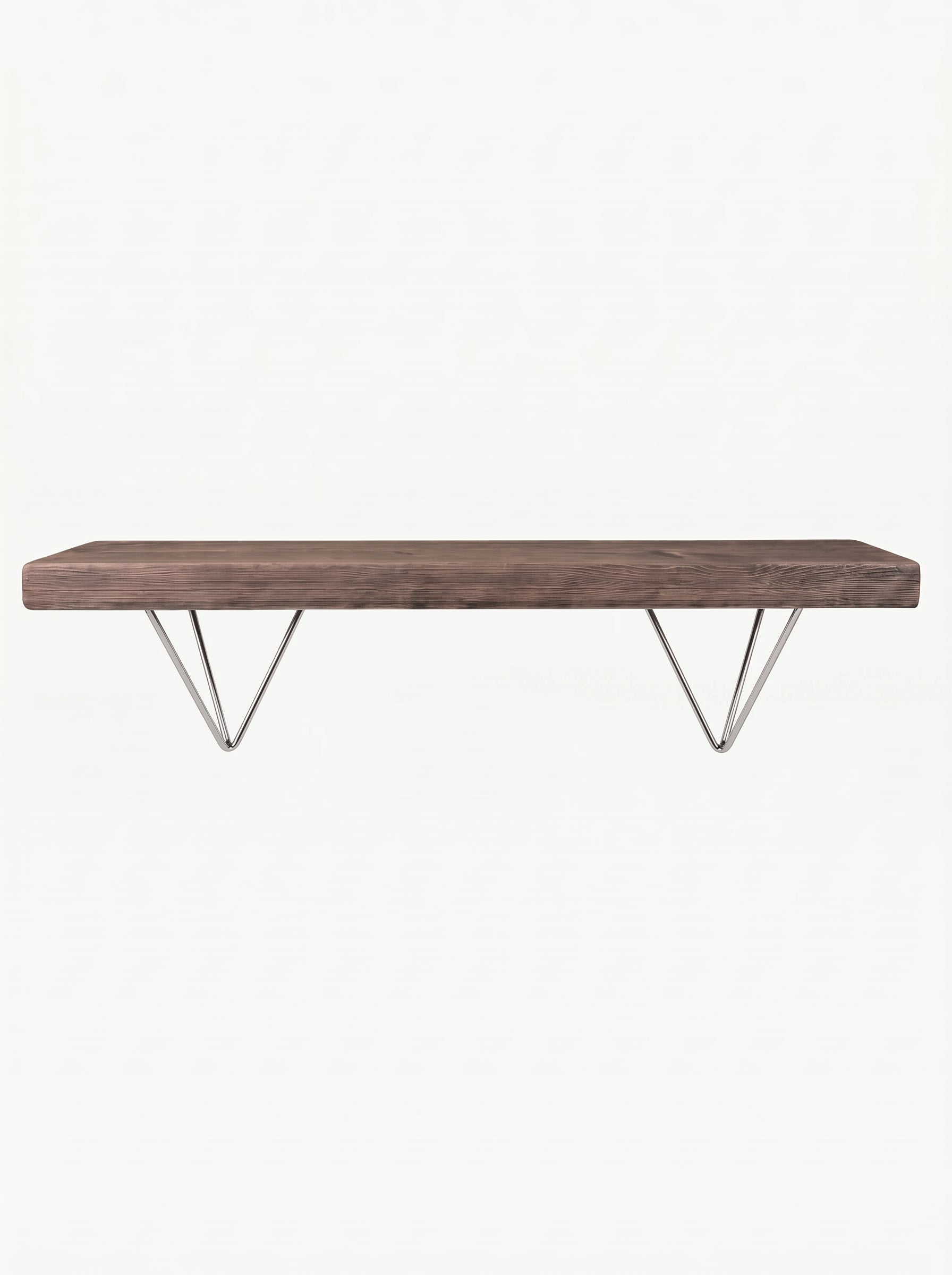 Bowes Rustic Wooden Shelf with Raw Steel Brackets - 22cm x 4.5cm - Bracketed Shelves
