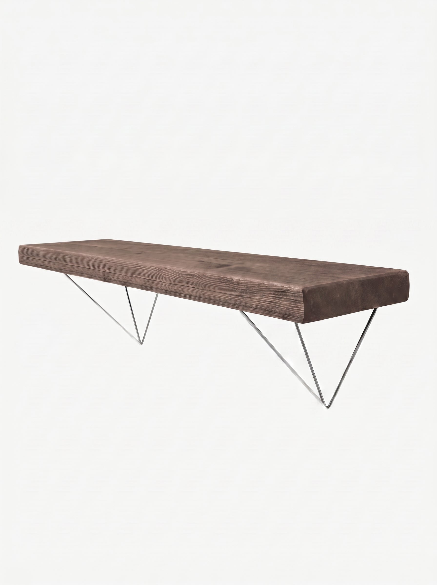 Bowes Rustic Wooden Shelf with Raw Steel Brackets - 22cm x 4.5cm - Bracketed Shelves