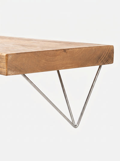 Bowes Rustic Wooden Shelf with Raw Steel Brackets - 29cm x 4.5cm