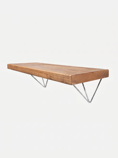 Bowes Rustic Wooden Shelf with Raw Steel Brackets - 29cm x 4.5cm