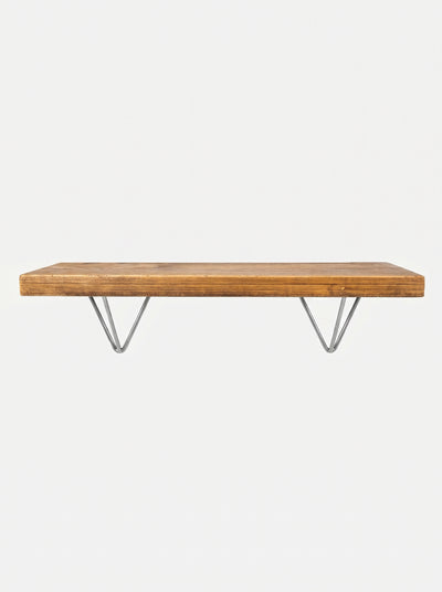 Bowes Rustic Wooden Shelf with Raw Steel Brackets - 29cm x 4.5cm