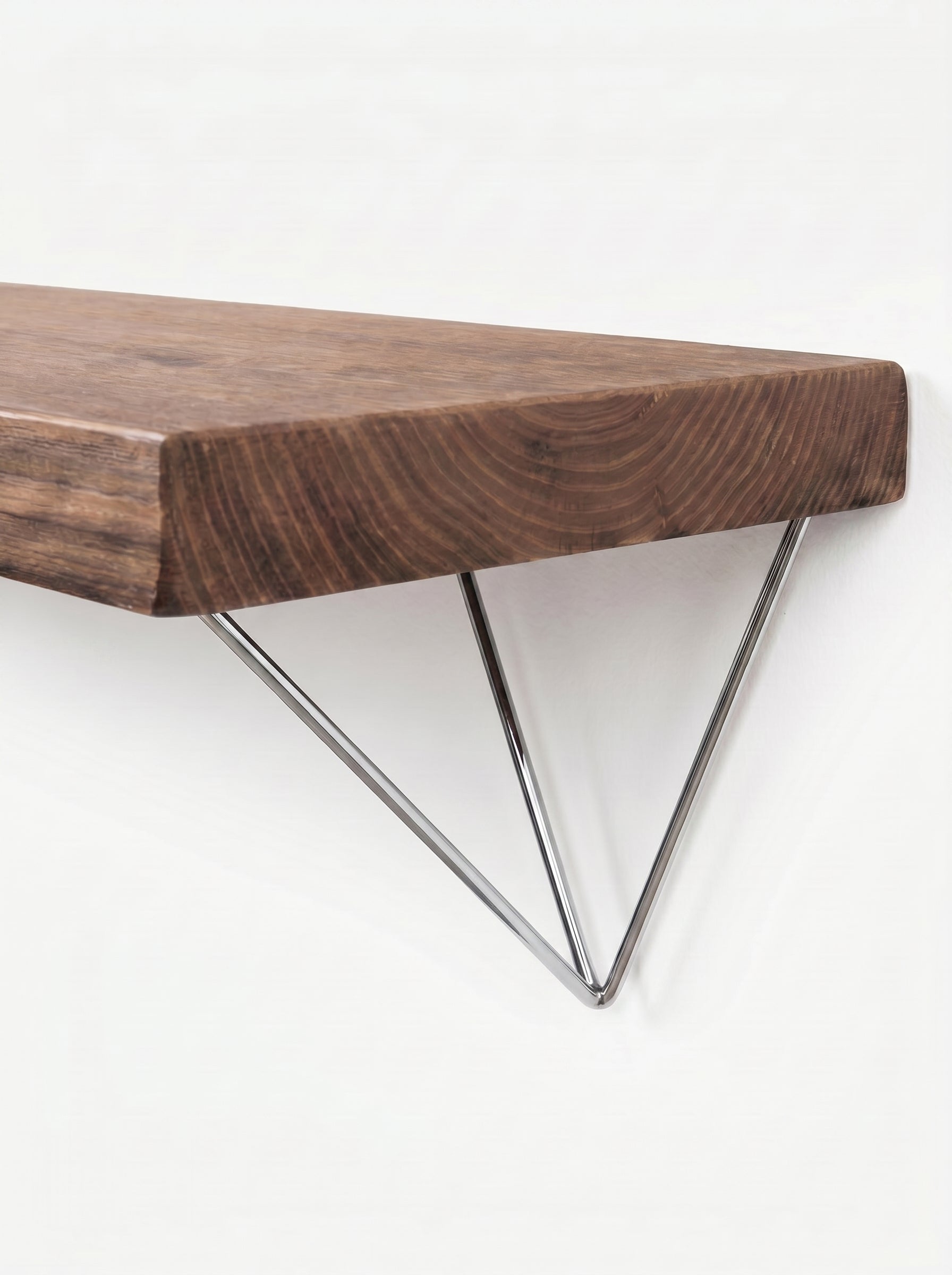 Bowes Rustic Wooden Shelf with Raw Steel Brackets - 29cm x 4.5cm - Bracketed Shelves