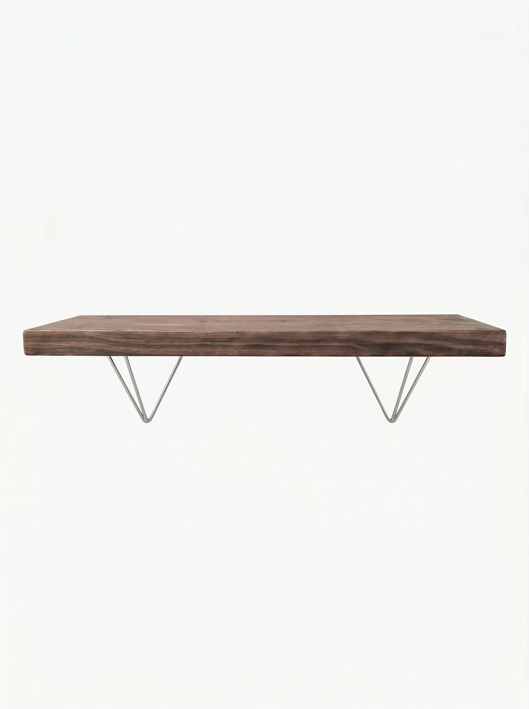 Bowes Rustic Wooden Shelf with Raw Steel Brackets - 29cm x 4.5cm - Bracketed Shelves