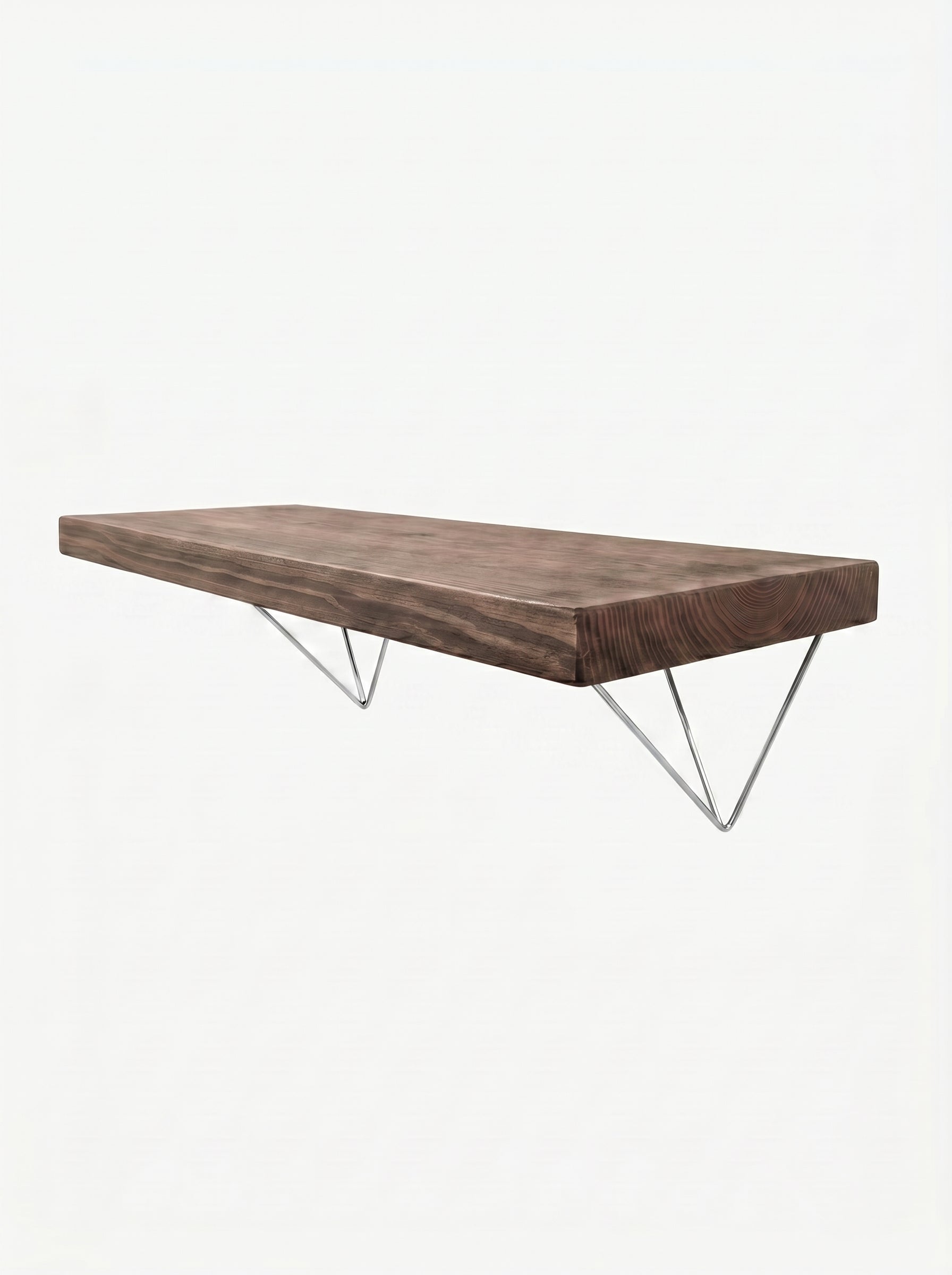 Bowes Rustic Wooden Shelf with Raw Steel Brackets - 29cm x 4.5cm - Bracketed Shelves