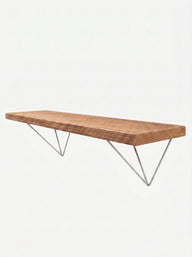 Bowes Rustic Wooden Shelf with Raw Steel Brackets - 22cm x 3.5cm - Bracketed Shelves