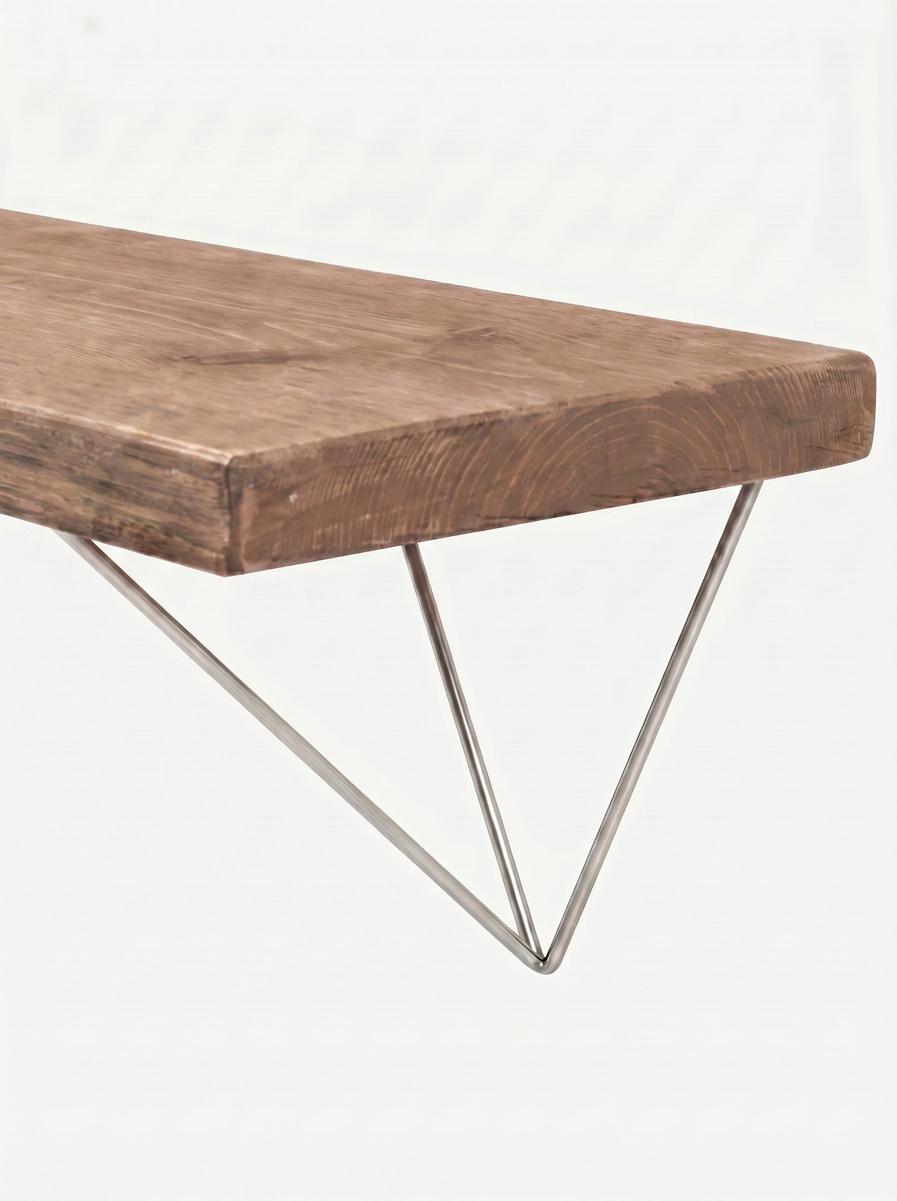 Bowes Rustic Wooden Shelf with Raw Steel Brackets - 22cm x 3.5cm - Bracketed Shelves