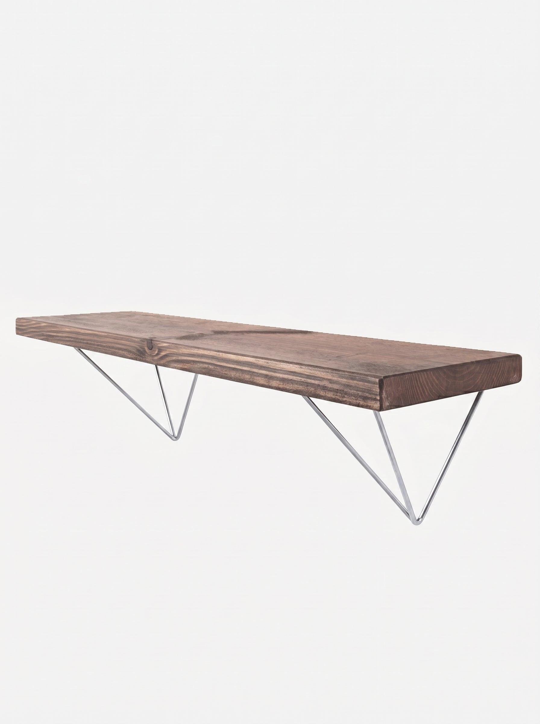 Bowes Rustic Wooden Shelf with Raw Steel Brackets - 22cm x 3.5cm - Bracketed Shelves
