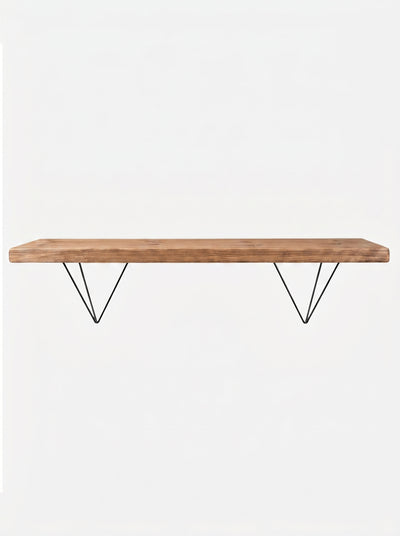 Bowes Rustic Wooden Shelf with Black Metal Brackets - 22cm x 3.5cm - Bracketed Shelves