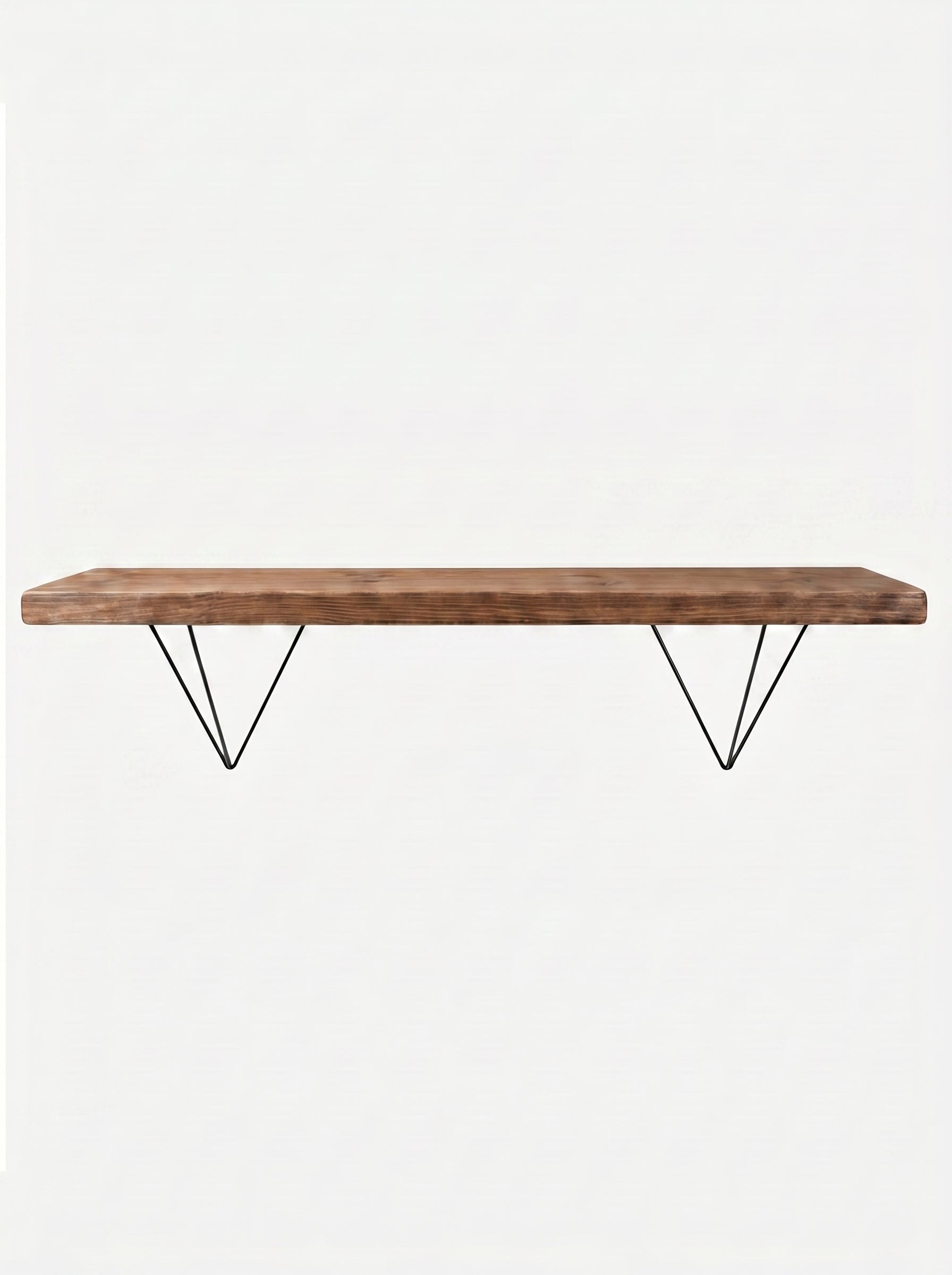 Bowes Rustic Wooden Shelf with Black Metal Brackets - 22cm x 3.5cm - Bracketed Shelves