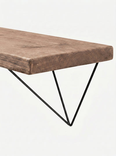 Bowes Rustic Wooden Shelf with Black Metal Brackets - 22cm x 3.5cm - Bracketed Shelves