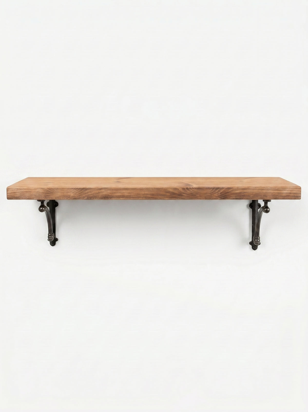 Causey Rustic Wooden Shelf with Brackets - 22cm x 3.5cm - Bracketed Shelves