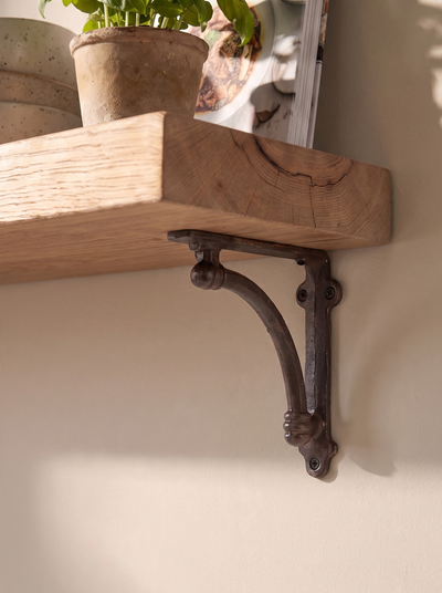 Causey Solid Wood Shelf & Brackets - 8x2 Oak Shelf (19x4cm)