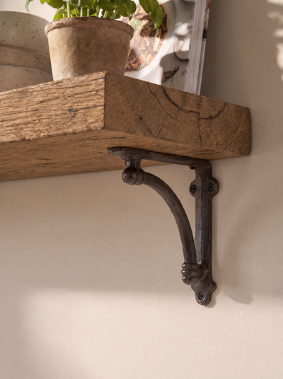 Causey Solid Wood Shelf & Brackets - 8x2 Oak Shelf (19x4cm) - Bracketed Shelves