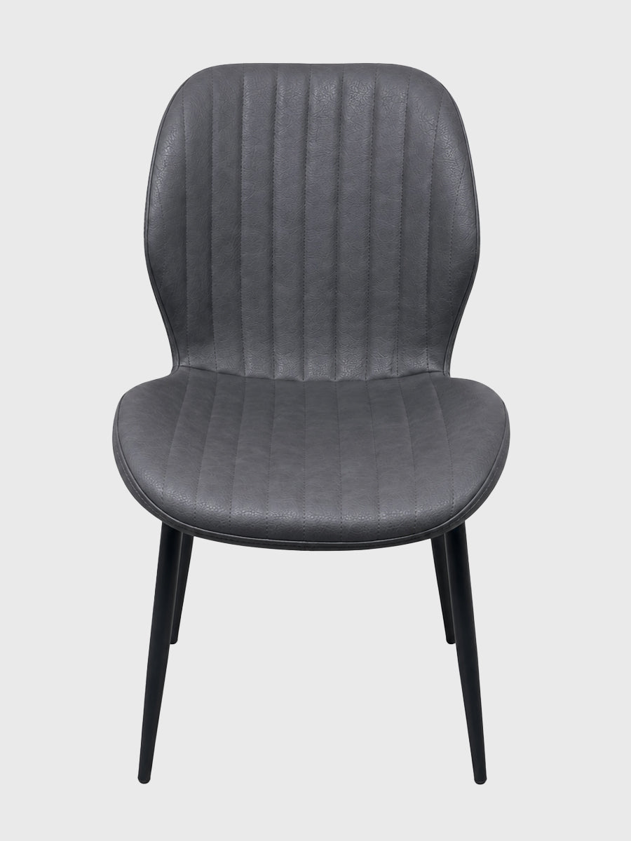 Charcoal Black Leather Dining Chair - Set of 4
