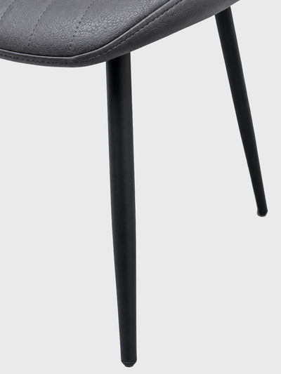 Charcoal Black Leather Dining Chair - Set of 4