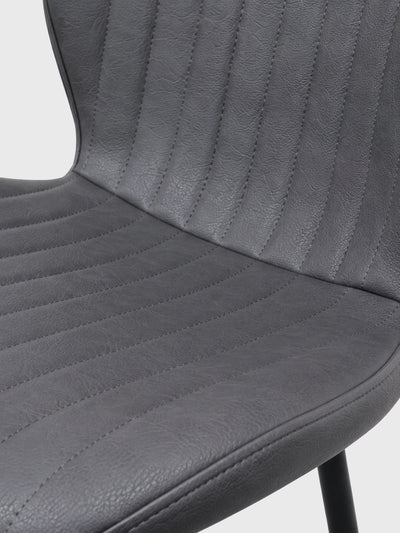Charcoal Black Leather Dining Chair - Set of 4