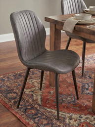 Charcoal Black Leather Dining Chair - Set of 4