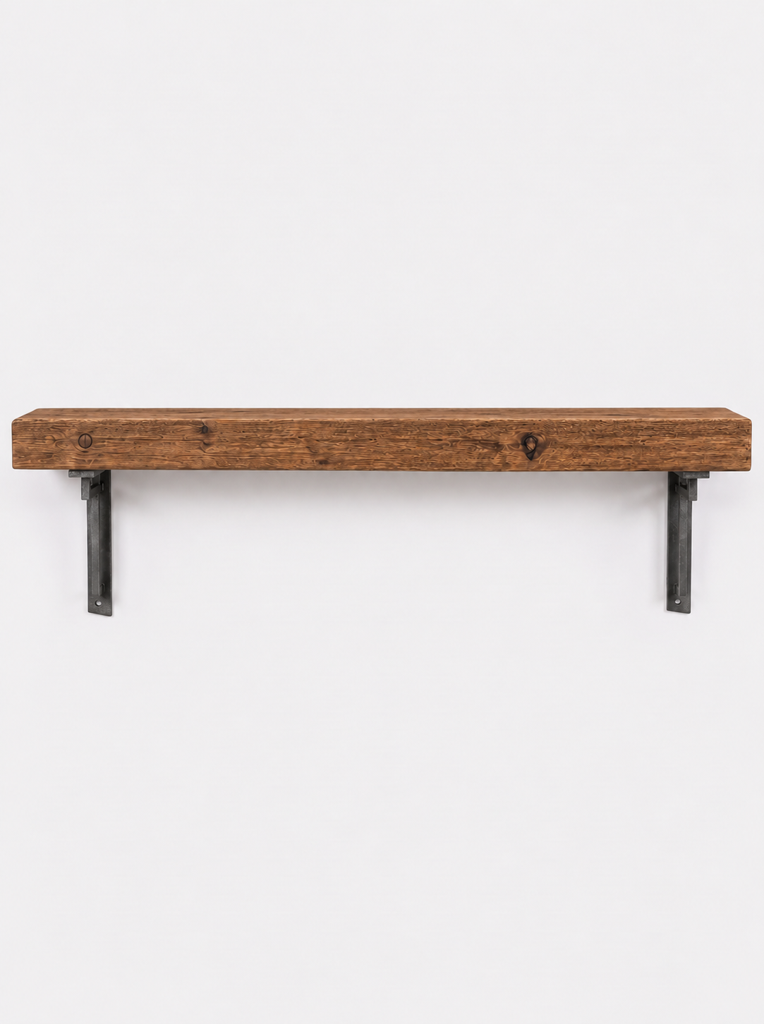 Regent Rustic Wooden Shelf with Metal Brackets - 14.5cm x 4.5cm