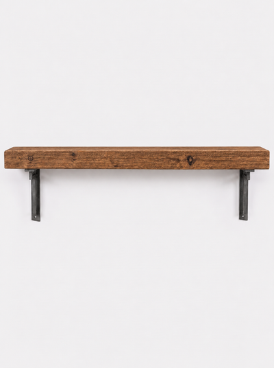 Regent Rustic Wooden Shelf with Metal Brackets - 14.5cm x 4.5cm