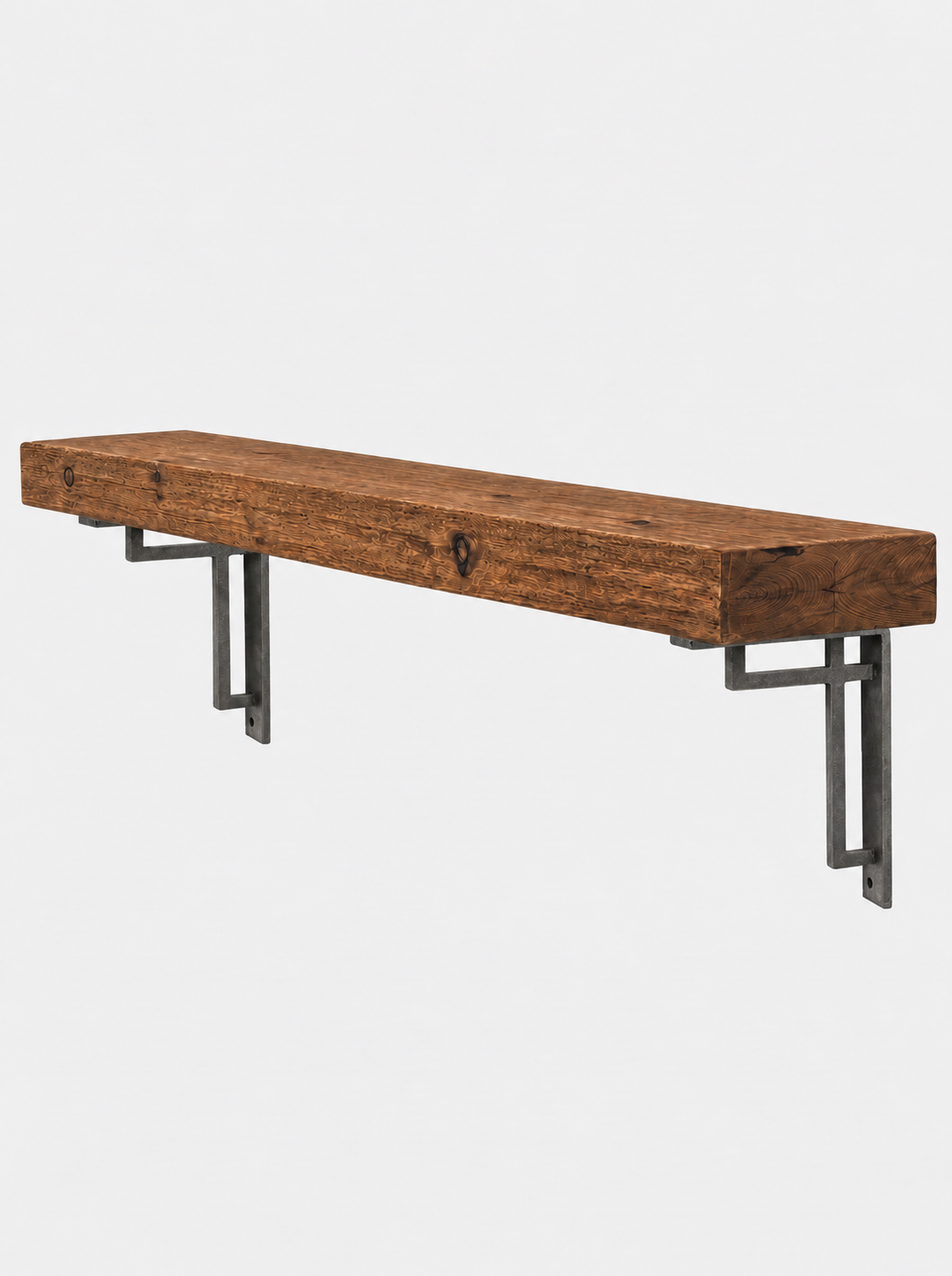 Regent Rustic Wooden Shelf with Metal Brackets - 14.5cm x 4.5cm