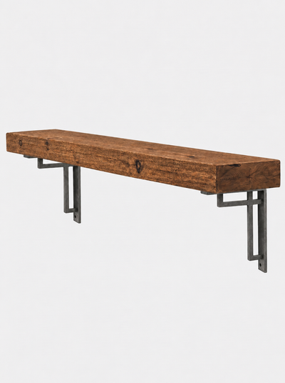 Regent Rustic Wooden Shelf with Metal Brackets - 14.5cm x 4.5cm