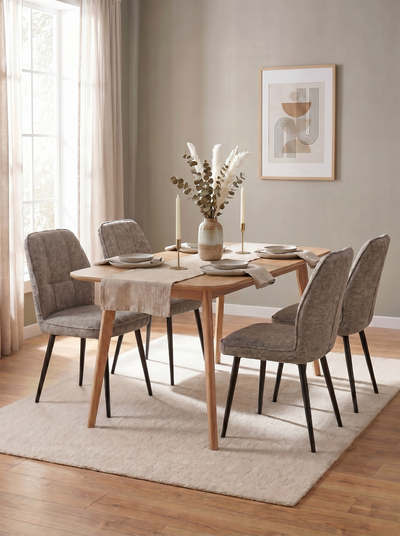 Classic Grey Upholstered Dining Chair - Set of 2 - 