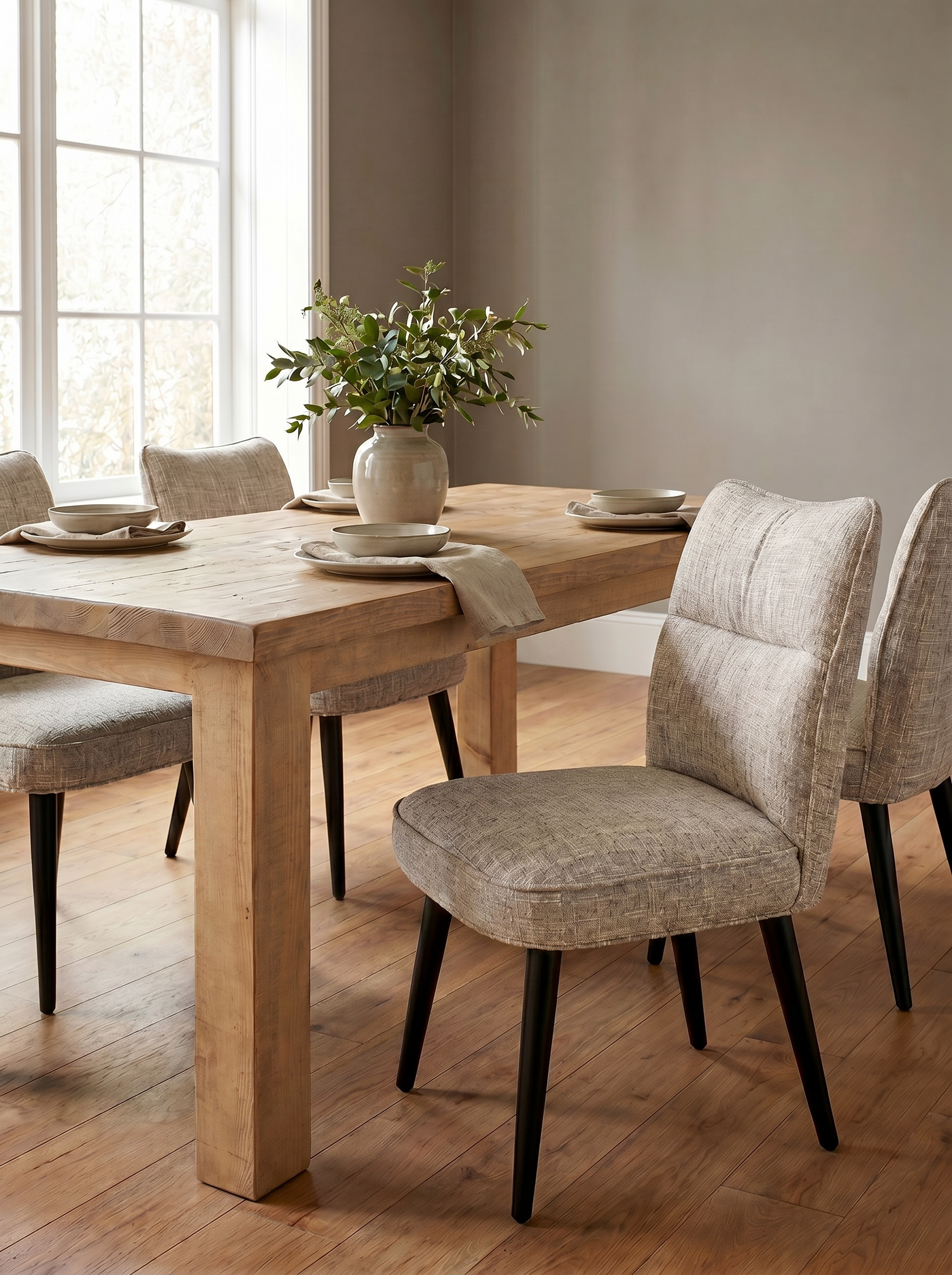 Cream Upholstered Dining Chair - Set of 2 - 