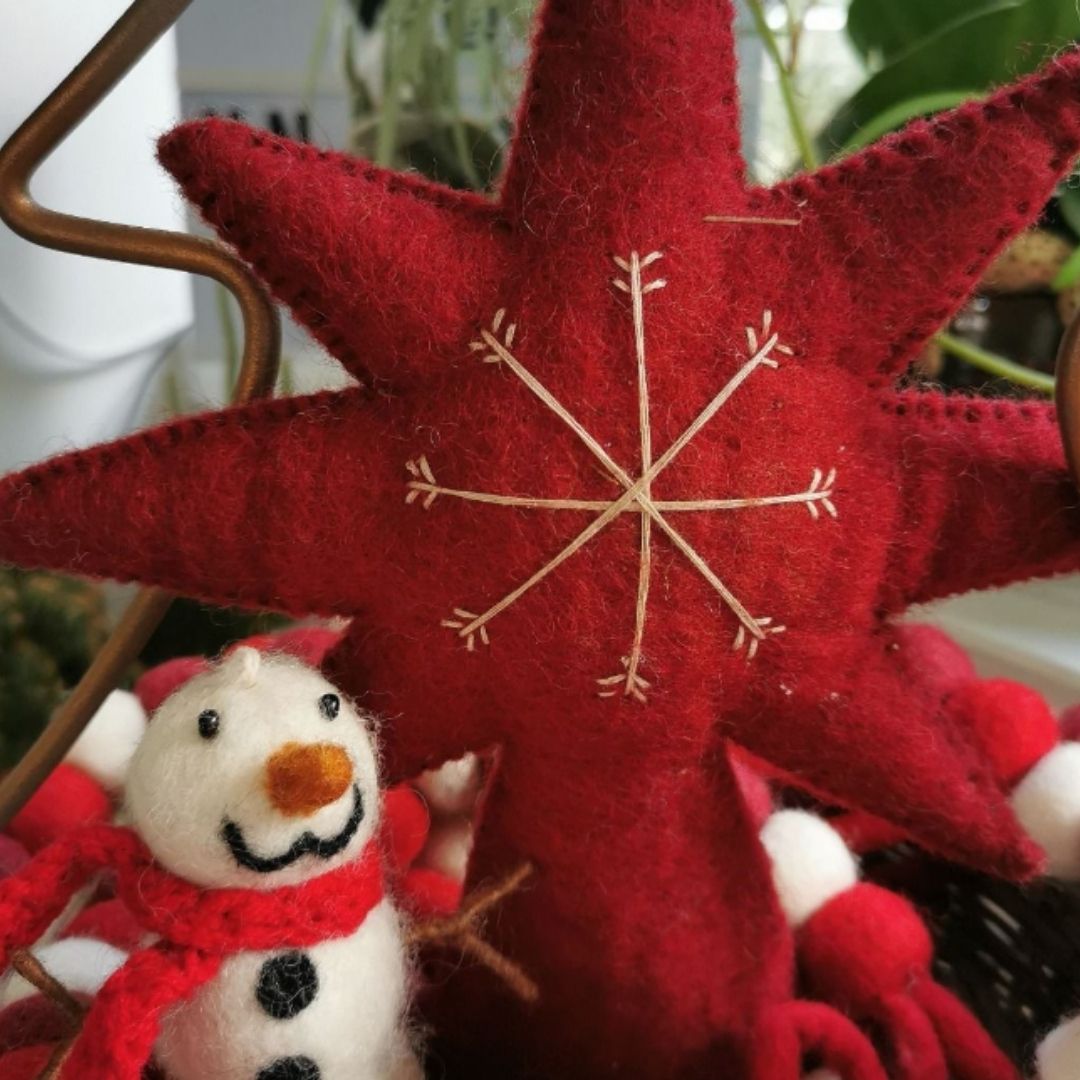 Felt Scandi Red Star Christmas Tree Topper