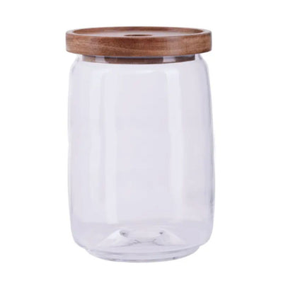 Glass Storage Jar With Wooden Lid 1260ml - Food Storage Containers
