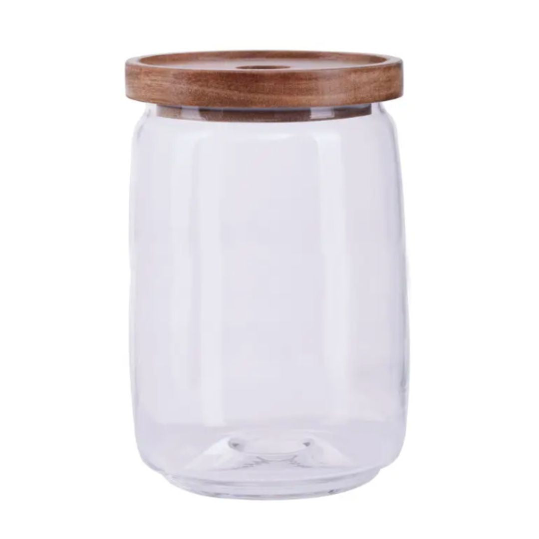 Glass Storage Jar With Wooden Lid 1260ml