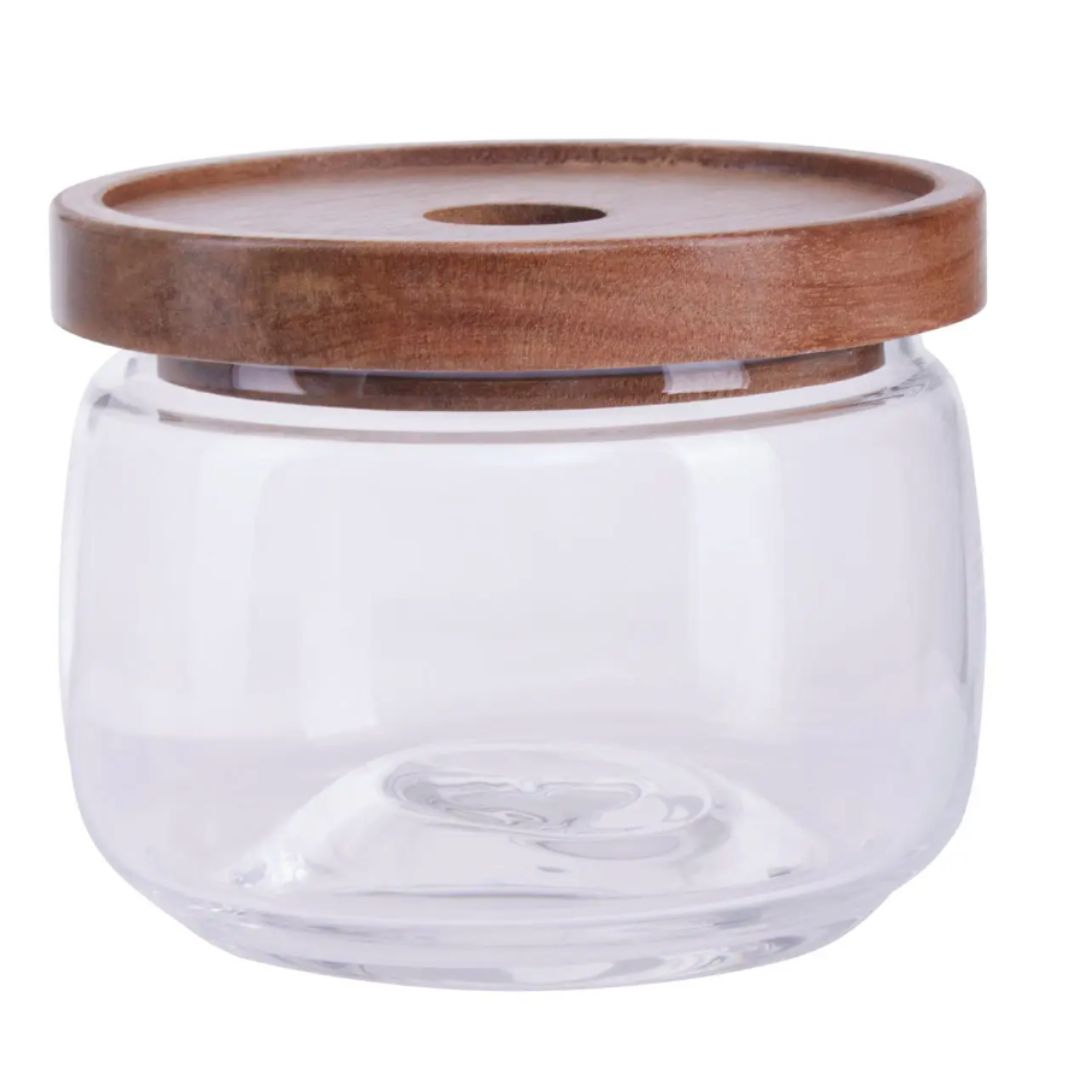 Glass Storage Jar With Wooden Lid 560ml
