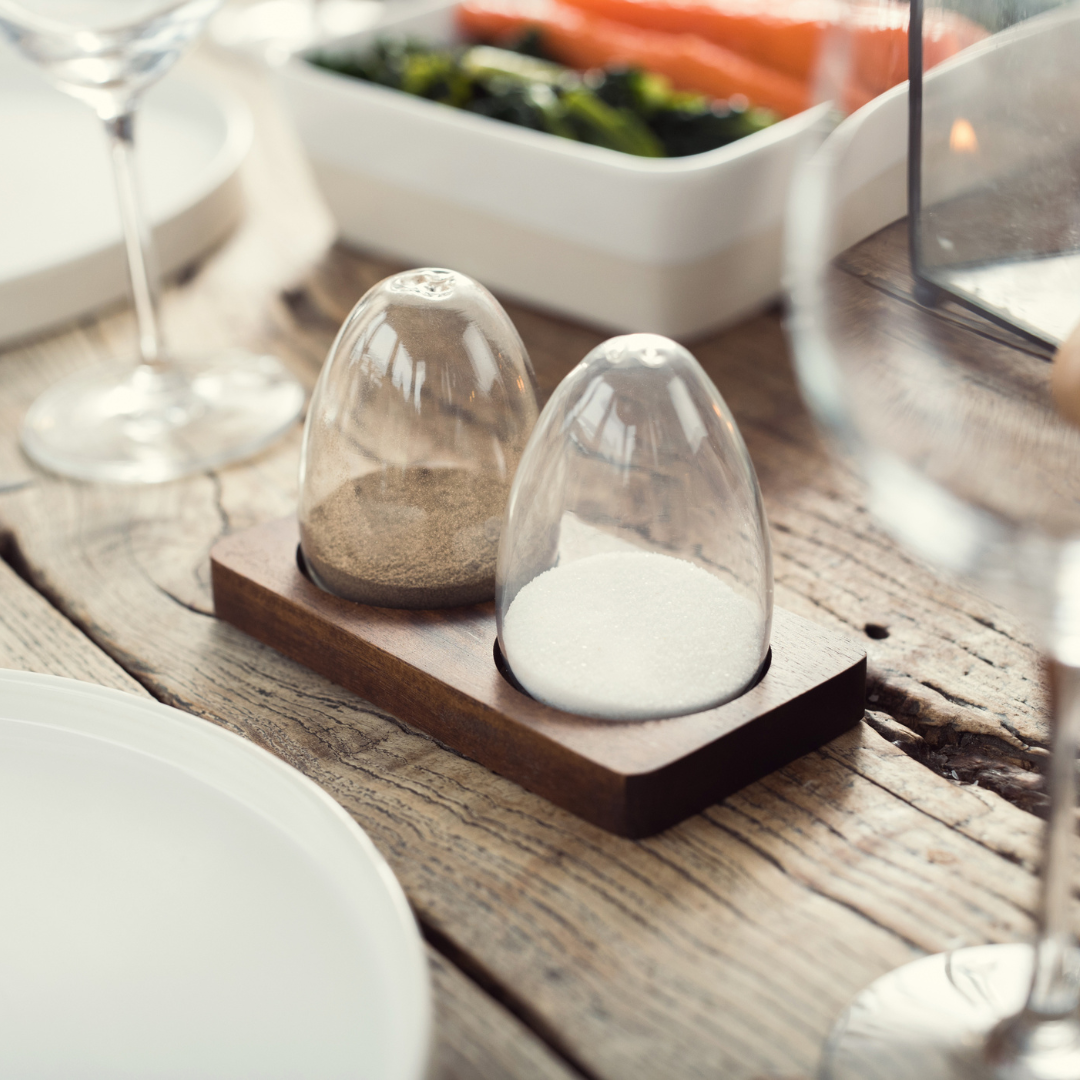 Glass Salt And Pepper Set With Tray - Tableware