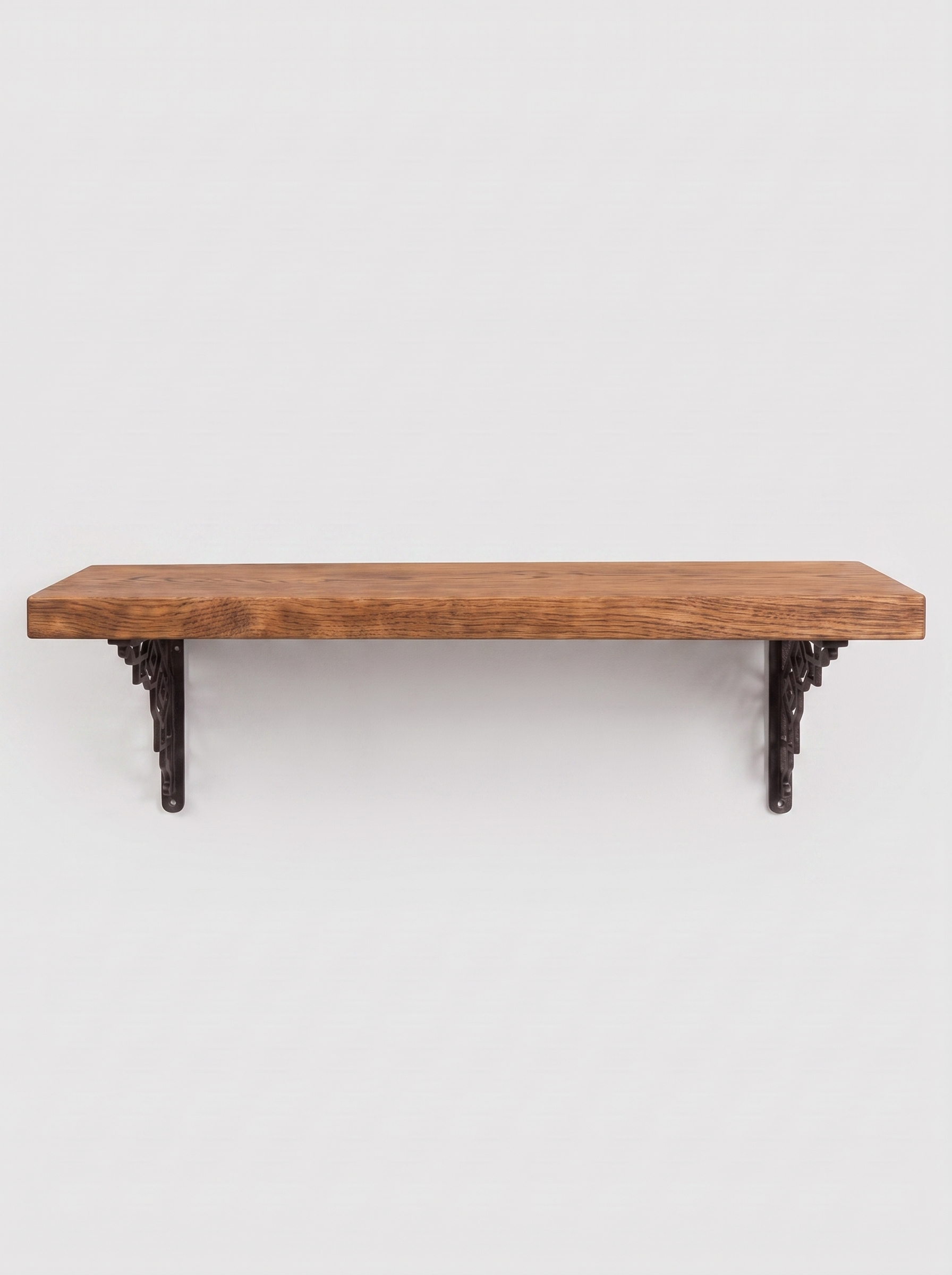 Hexham Rustic Floating Shelf with Metal Brackets - 22cm x 3.5cm - Bracketed Shelves