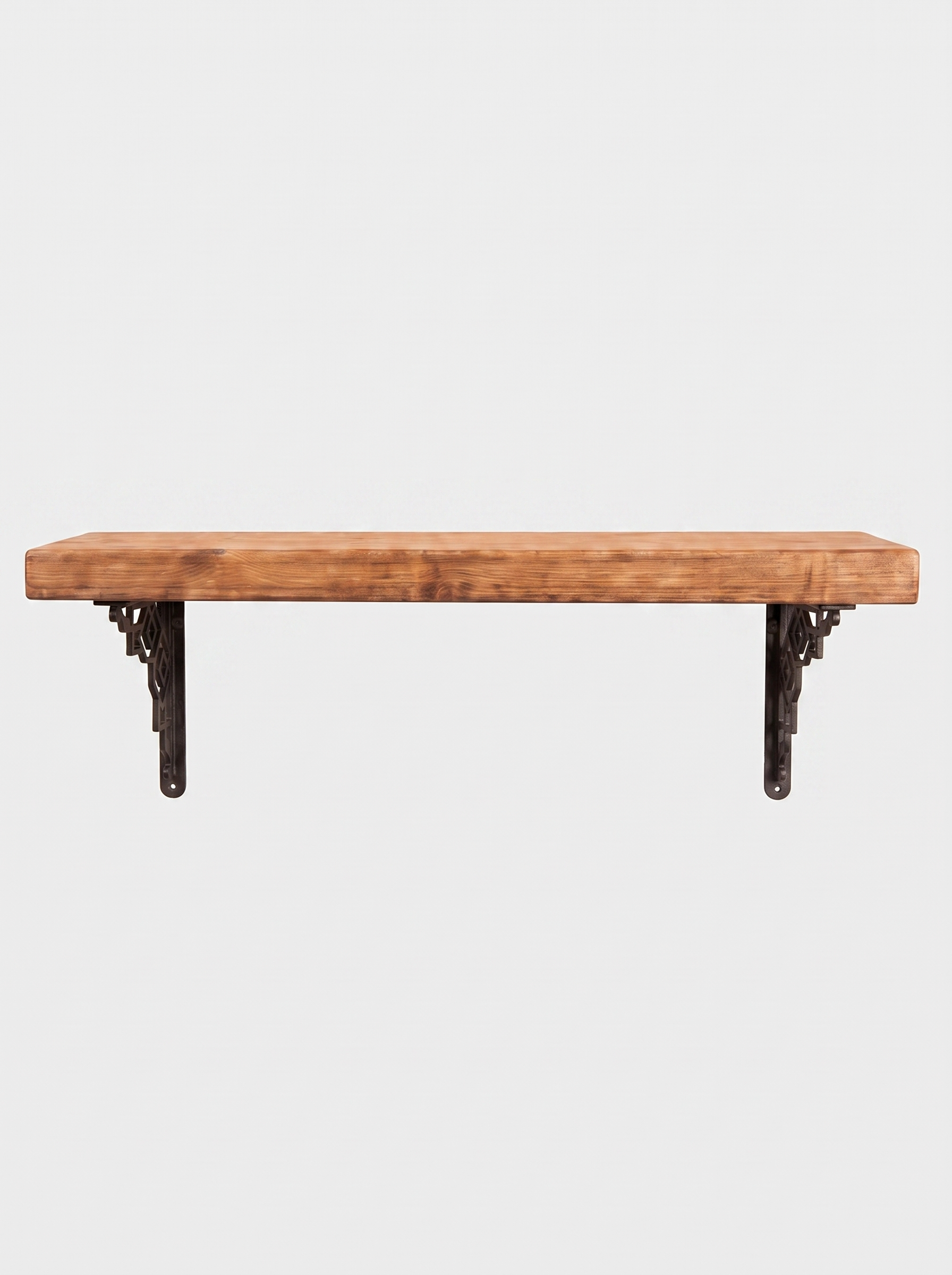 Hexham Rustic Floating Shelf with Metal Brackets - 22cm x 4.5cm - Bracketed Shelves