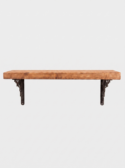 Hexham Rustic Floating Shelf with Metal Brackets - 22cm x 4.5cm - Bracketed Shelves