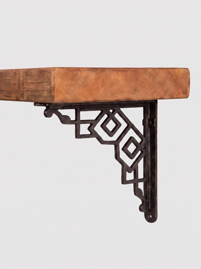 Hexham Rustic Floating Shelf with Metal Brackets - 22cm x 4.5cm - Bracketed Shelves