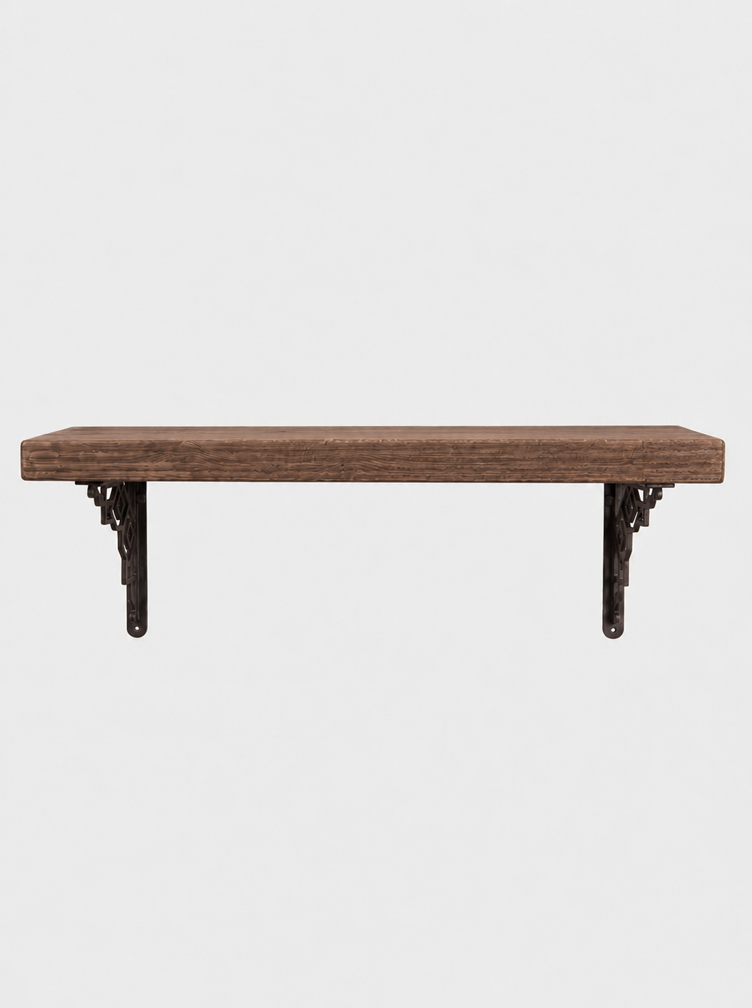 Hexham Rustic Floating Shelf with Metal Brackets - 22cm x 4.5cm - Bracketed Shelves