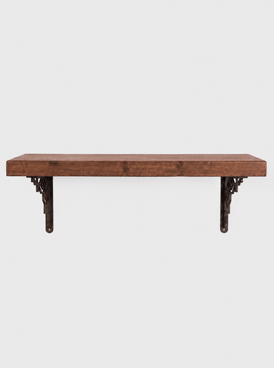 Hexham Rustic Floating Shelf with Metal Brackets - 22cm x 4.5cm - Bracketed Shelves