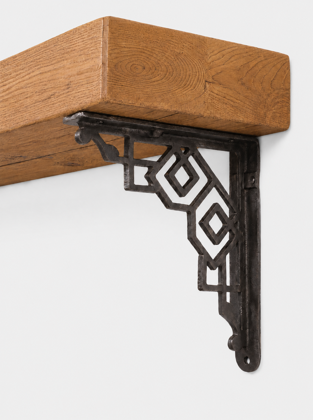 Hexham Rustic Wooden Shelf with Metal Brackets - 14.5cm x 4.5cm - Bracketed Shelves