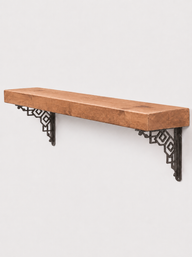 Hexham Rustic Wooden Shelf with Metal Brackets - 14.5cm x 4.5cm - Bracketed Shelves