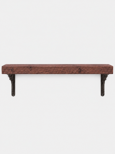 Hexham Rustic Wooden Shelf with Metal Brackets - 14.5cm x 4.5cm - Bracketed Shelves